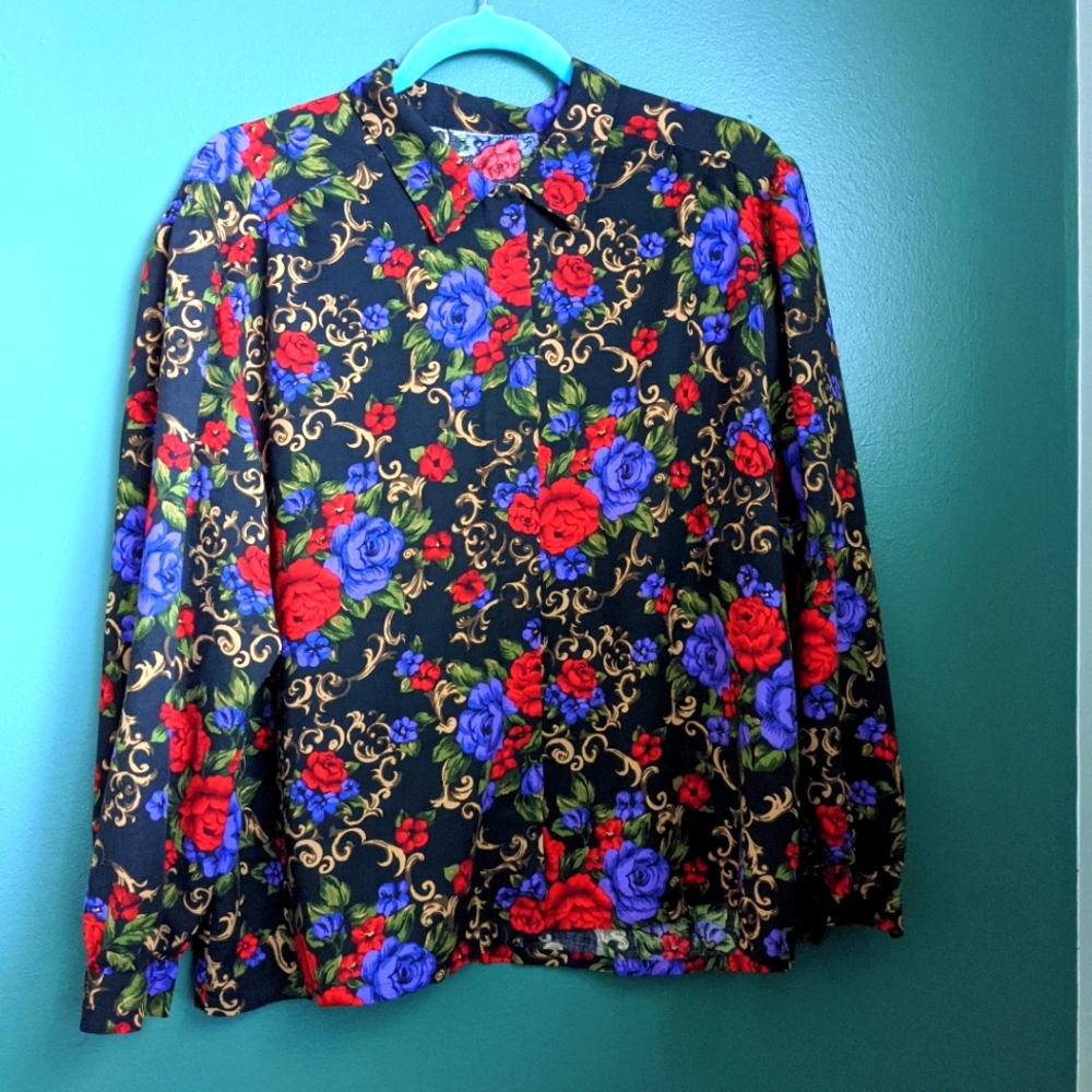 Vintage rose floral blouse